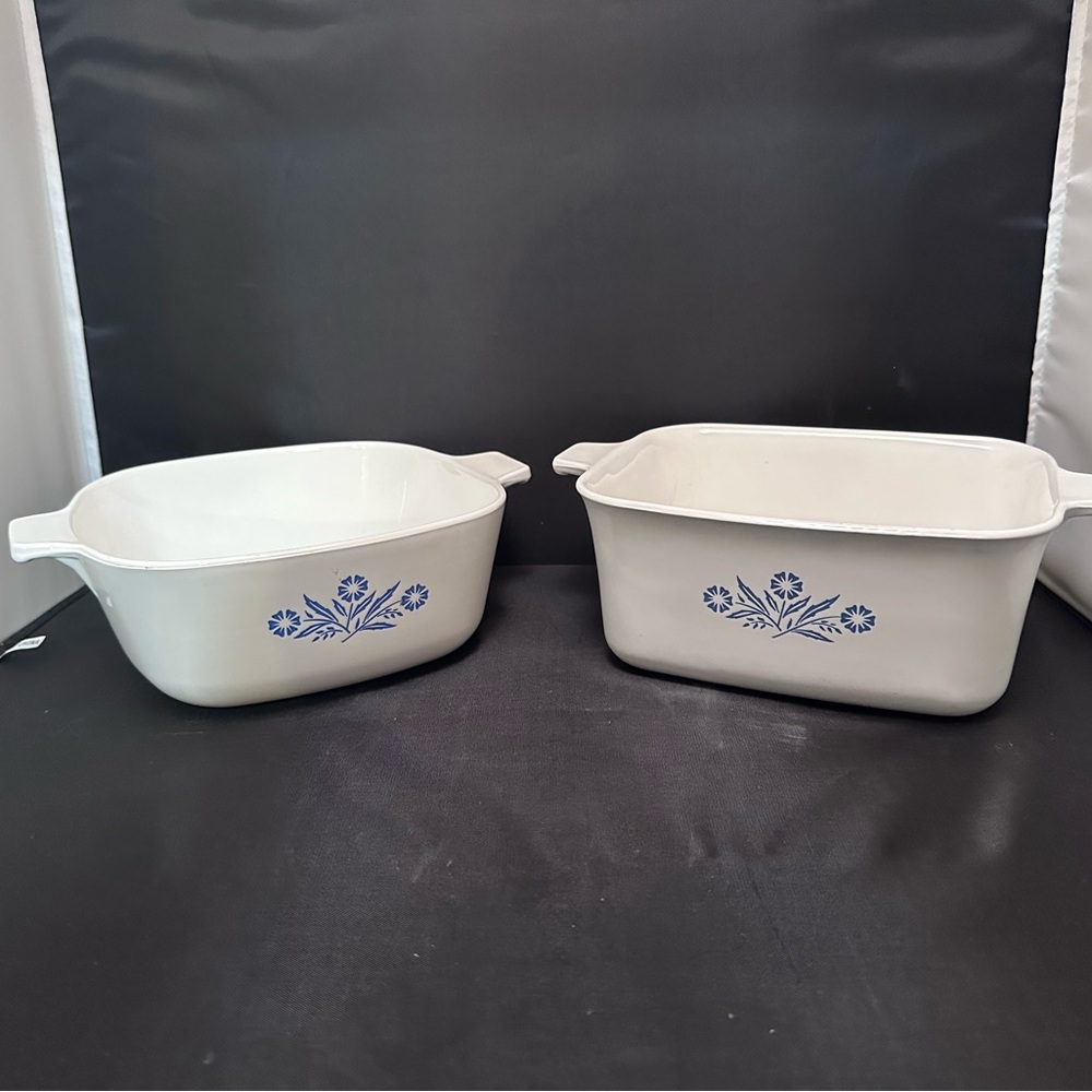 Lot 2 Vintage Cornflower Blue Corningware 1.5 Qt. Casserole Dishes No Lids